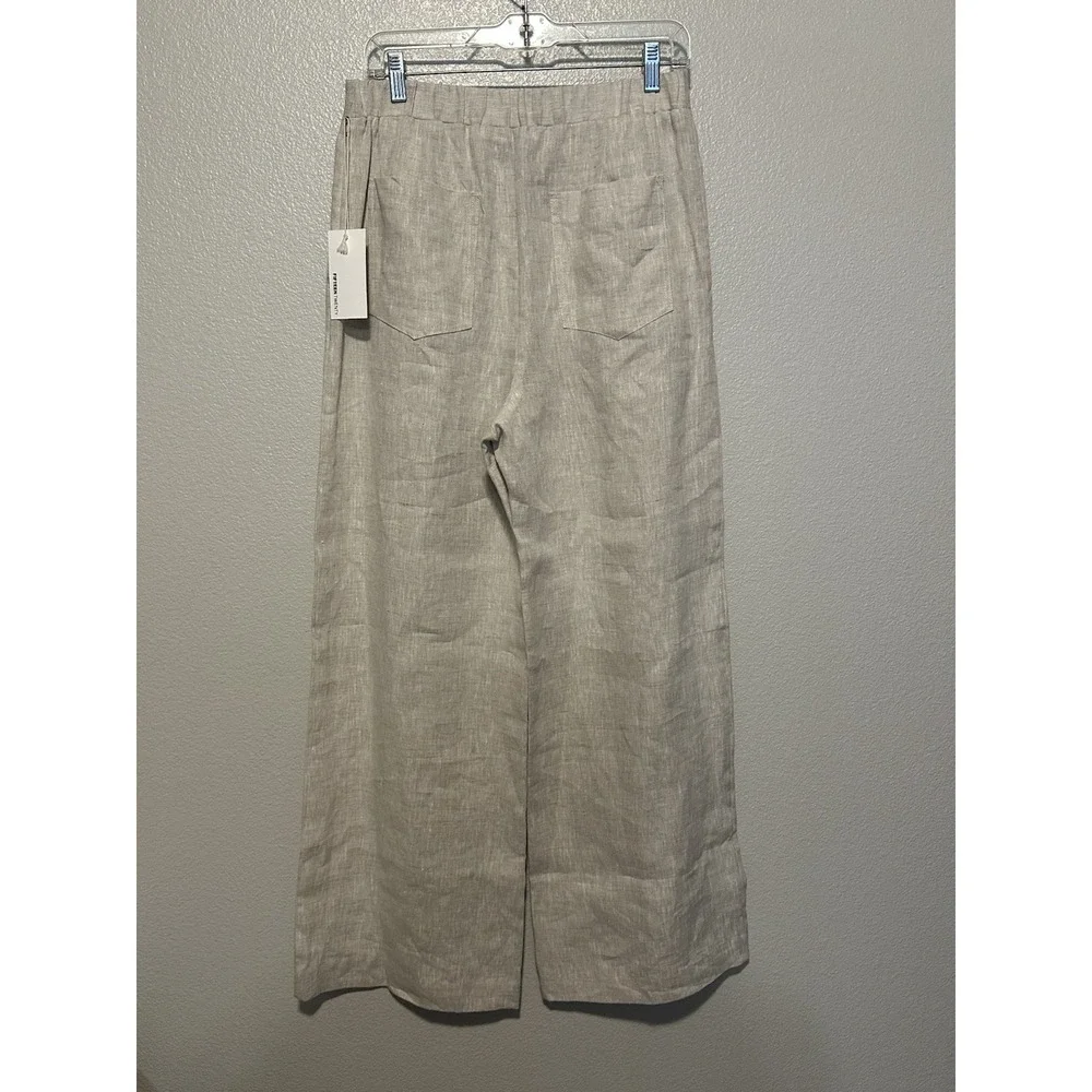 FIFTEEN TWENTY Women's Linen High‎ Rise Wide Leg Pants Size M Oatmeal NWT $234